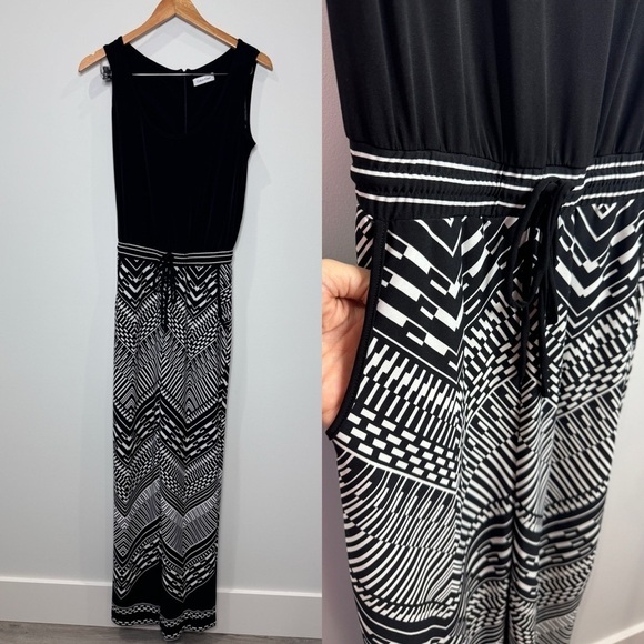 Calvin Klein Cinched Waist Black and White Women’s Romper (P) - Picture 1 of 9